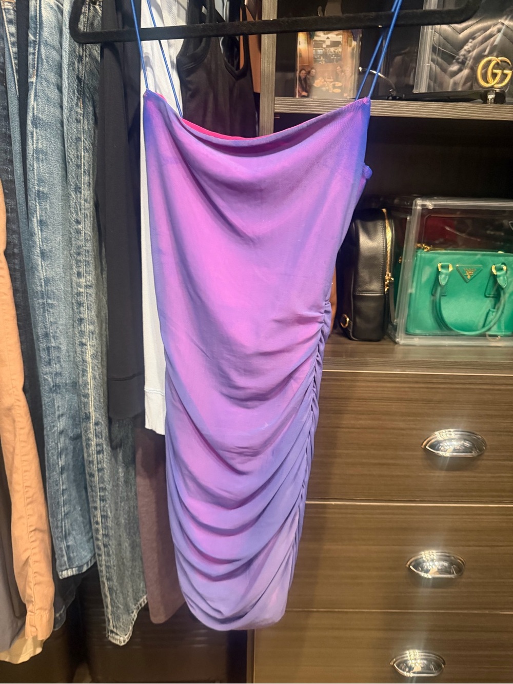 Superdown Issa Mesh Mini
Dress in Blue & Pink